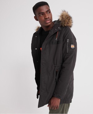 Superdry Mountain Rookie Aviator Parka Férfi Kabát Fekete | GQTWU1368